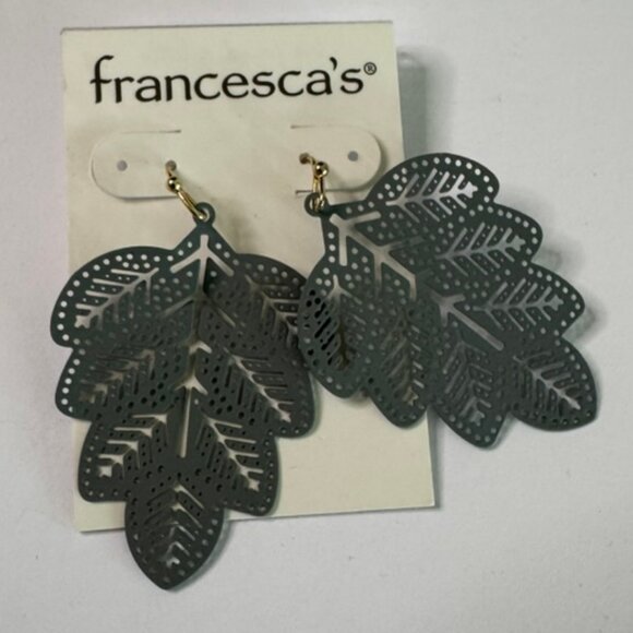 NWT 2 Pair Francesca's Earrings,1 Pr. Semi-precious stone & 1 Pr. Green Leaf - Picture 3 of 7